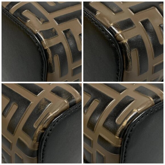 Auth FENDI Mon Tresor 8BS010 Brown Black Leather Handbag - Picture 16 of 16